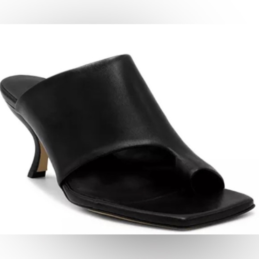 ILIO SMERALDO Women’s Jiyoung KIM Black Leather Heeled Toe Ring Sandal MSRP $560